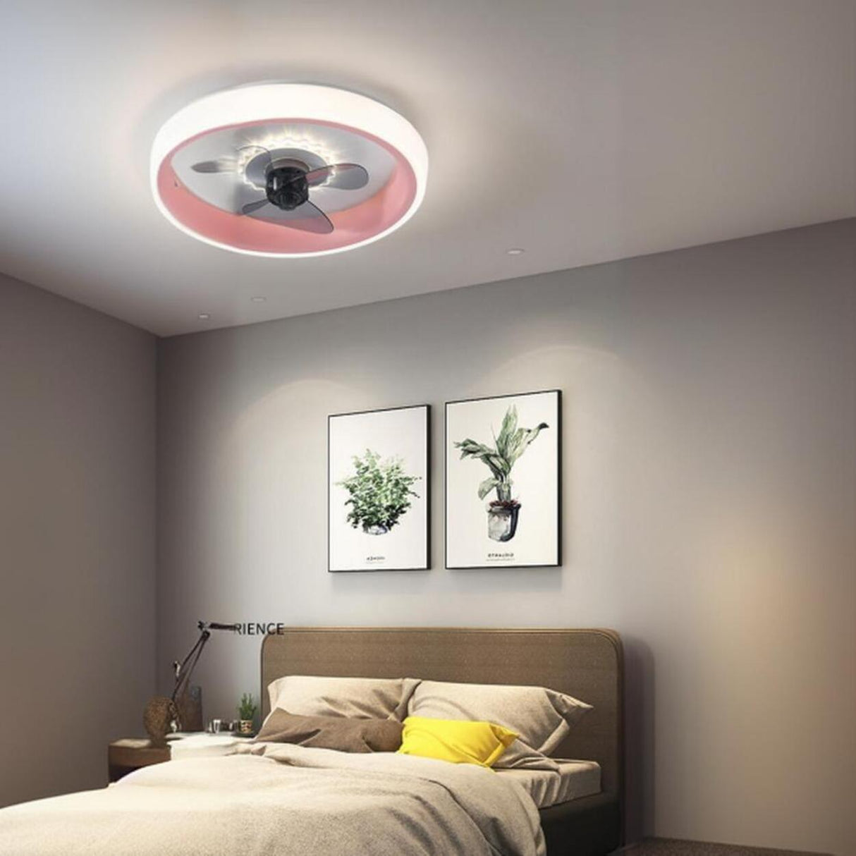 Classic Round Modern Flush Ceiling Fan with LED Light Image - 1