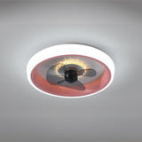 Classic Round Modern Flush Ceiling Fan with LED Light Image - 11