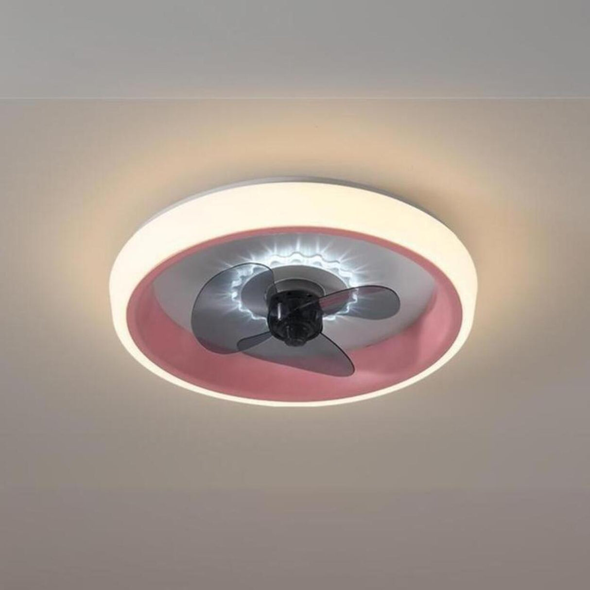 Classic Round Modern Flush Ceiling Fan with LED Light Image - 14