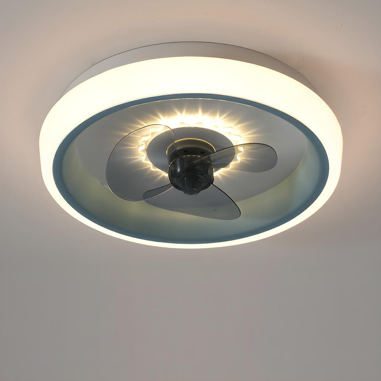 Classic Round Modern Flush Ceiling Fan with LED Light Image - 16