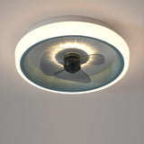 Classic Round Modern Flush Ceiling Fan with LED Light Image - 16