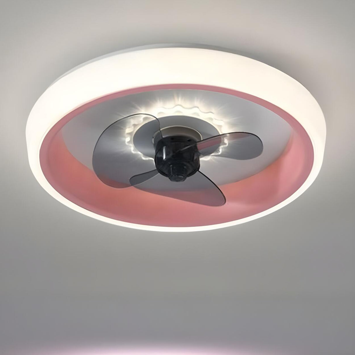 Classic Round Modern Flush Ceiling Fan with LED Light Image - 18