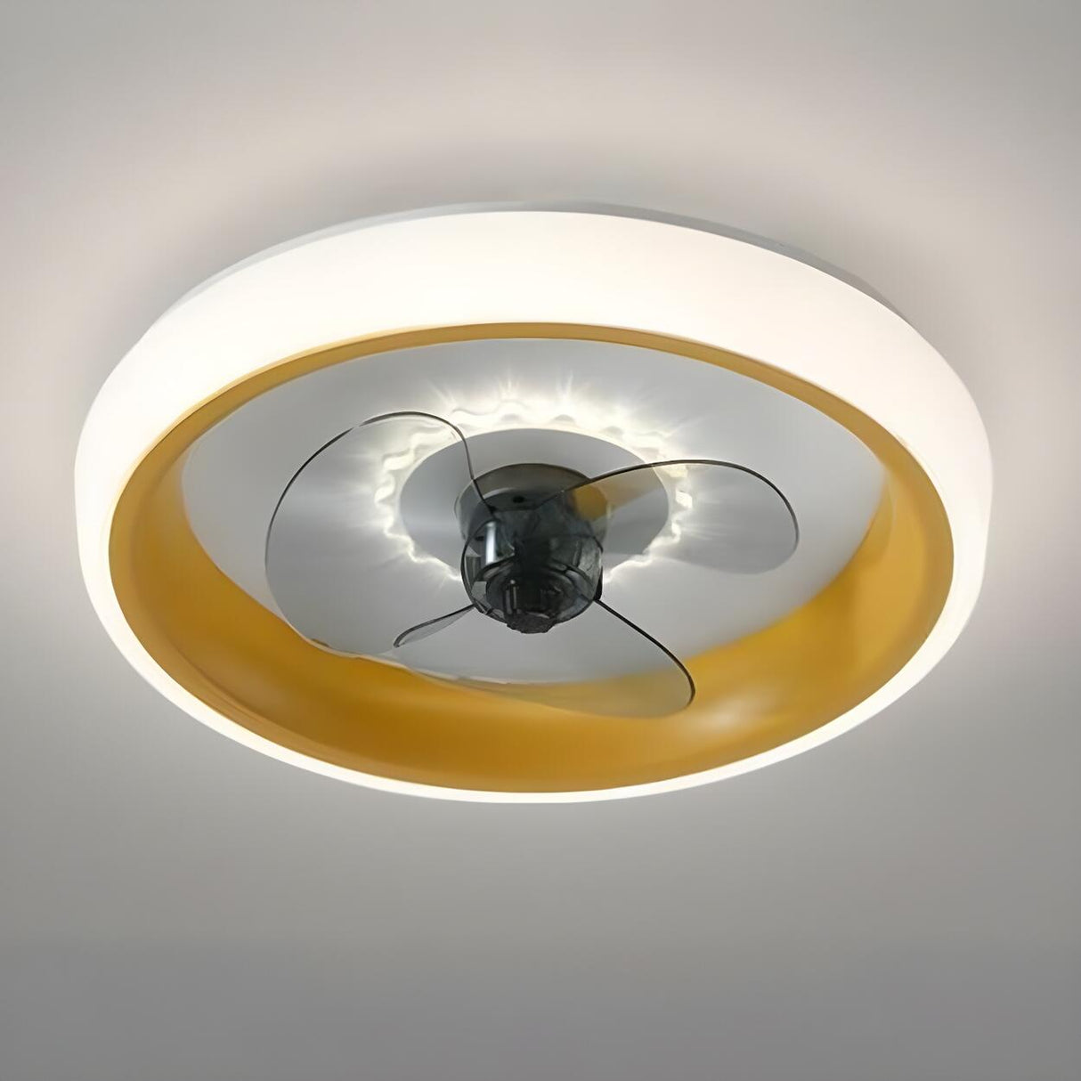 Classic Round Modern Flush Ceiling Fan with LED Light Image - 19