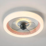 Classic Round Modern Flush Ceiling Fan with LED Light Image - 2