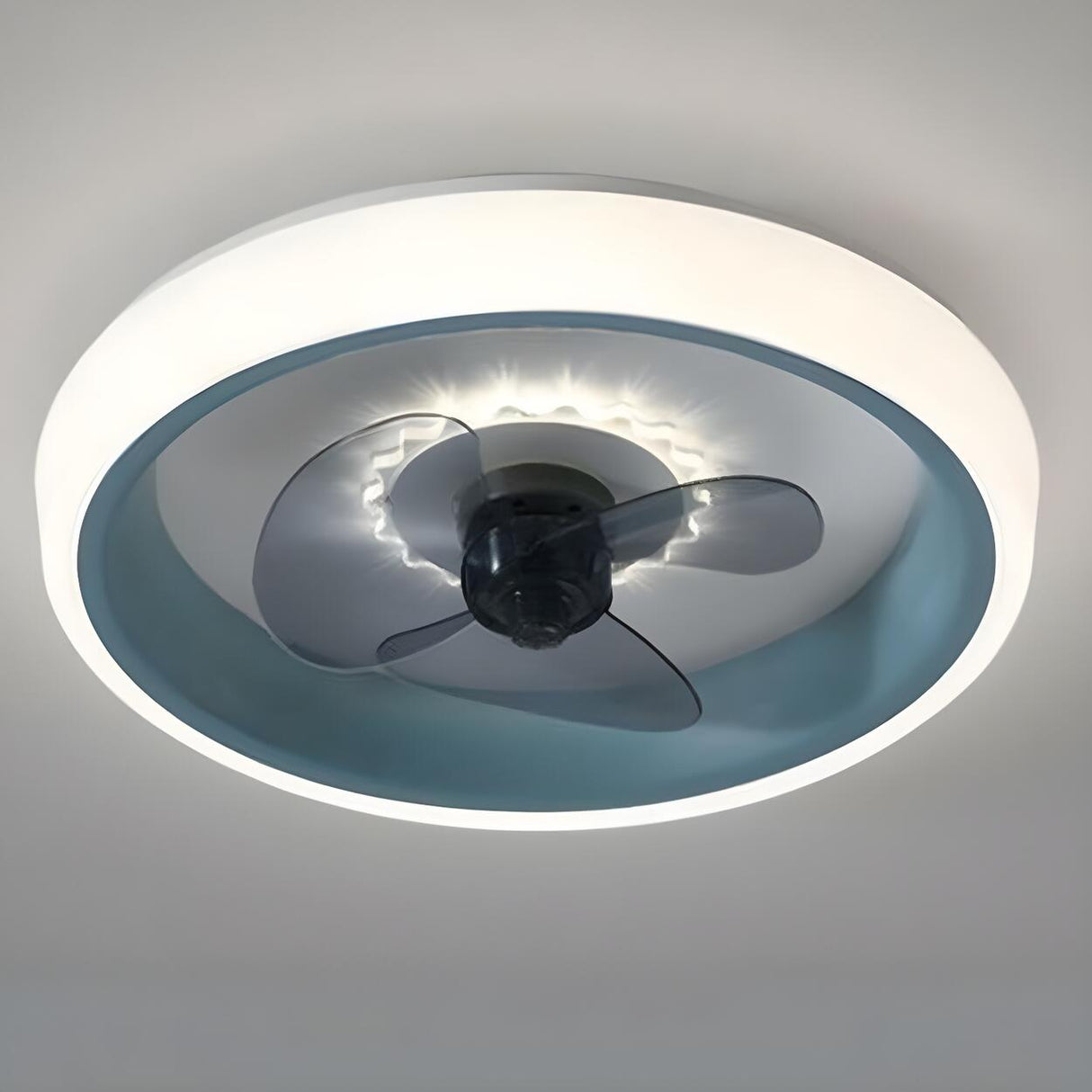 Classic Round Modern Flush Ceiling Fan with LED Light Image - 22