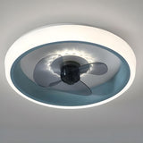 Classic Round Modern Flush Ceiling Fan with LED Light Image - 22