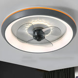 Classic Round Modern Flush Ceiling Fan with LED Light Image - 23