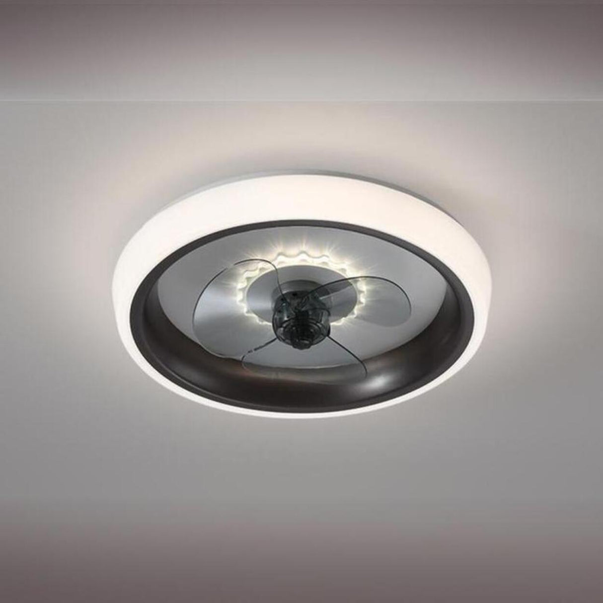 Classic Round Modern Flush Ceiling Fan with LED Light Image - 24