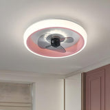 Classic Round Modern Flush Ceiling Fan with LED Light Image - 28