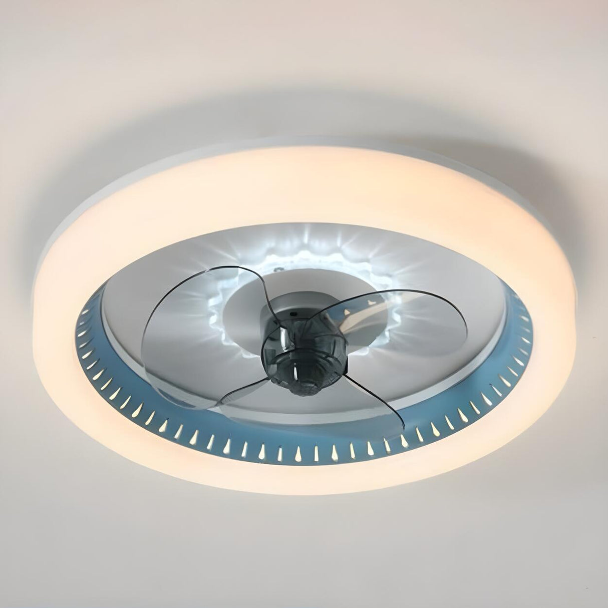 Classic Round Modern Flush Ceiling Fan with LED Light Image - 4