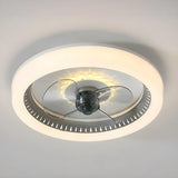 Classic Round Modern Flush Ceiling Fan with LED Light Image - 7