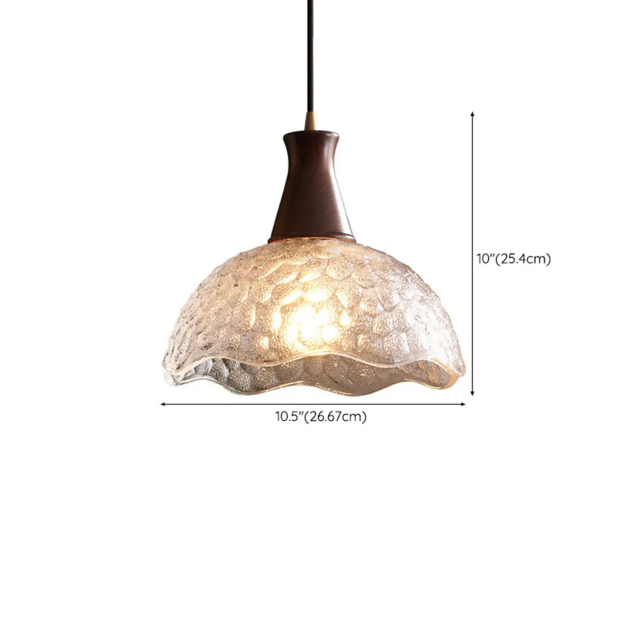 Classic Rounded Dome Glass Walnut Mini Pendant Light 