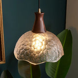 Classic Rounded Dome Glass Walnut Mini Pendant Light Image - 2