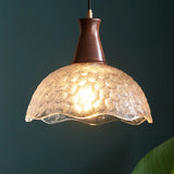 Classic Rounded Dome Glass Walnut Mini Pendant Light Image - 4