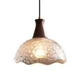 Classic Rounded Dome Glass Walnut Mini Pendant Light Image - 5