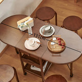 Classic Rubberwood Oval Folding Dining Table Brown Image - 13