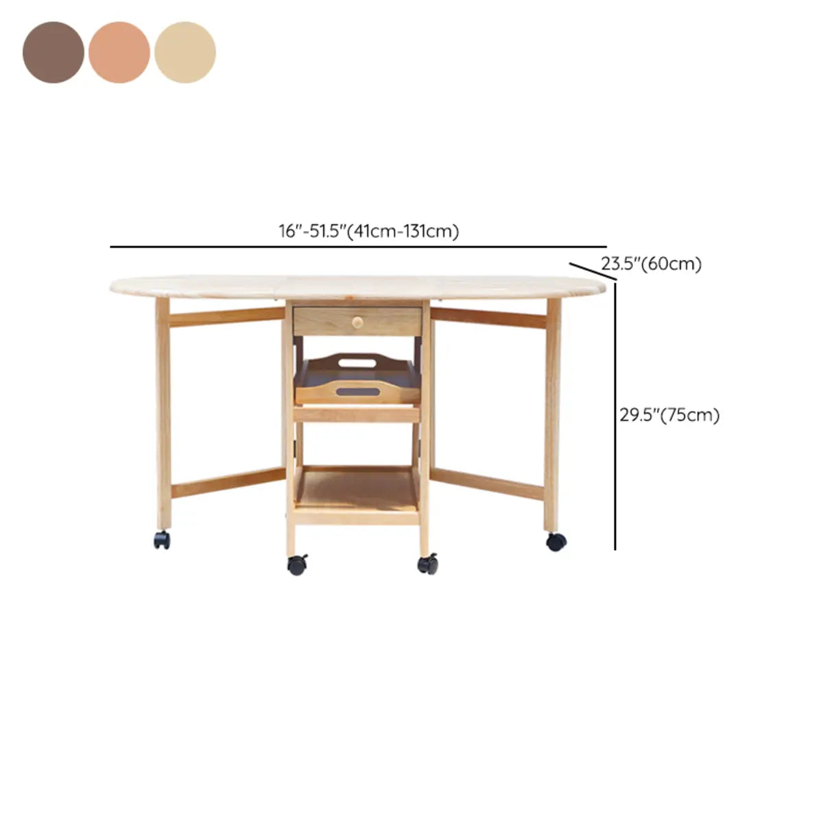 Classic Rubberwood Oval Folding Dining Table Brown 