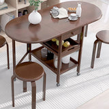 Classic Rubberwood Oval Folding Dining Table Brown Image - 6