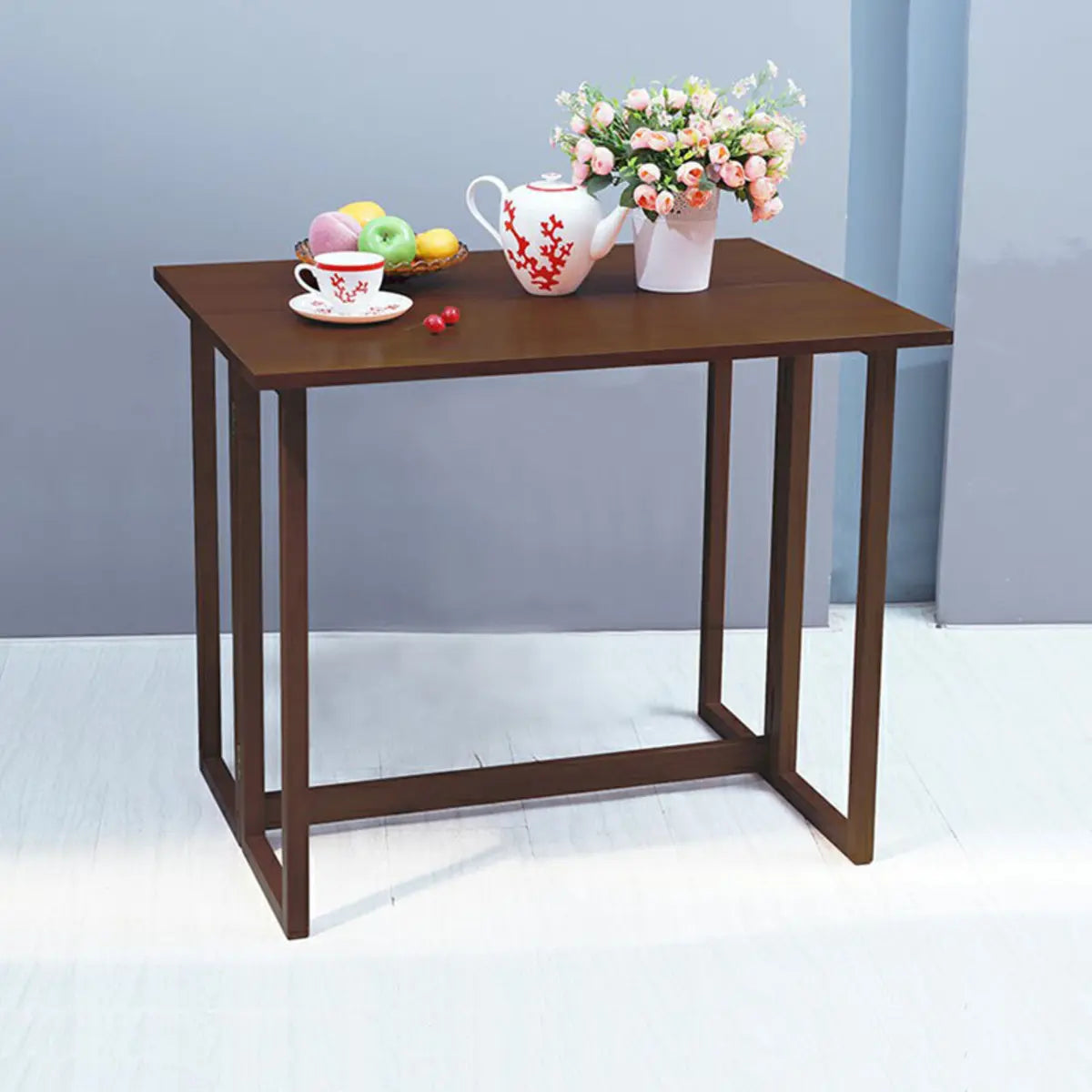 Classic Rubberwood Oval Folding Dining Table Brown Image - 7