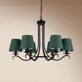 Classic Rustic Fabric Green Round Pendant Chandelier Image - 3