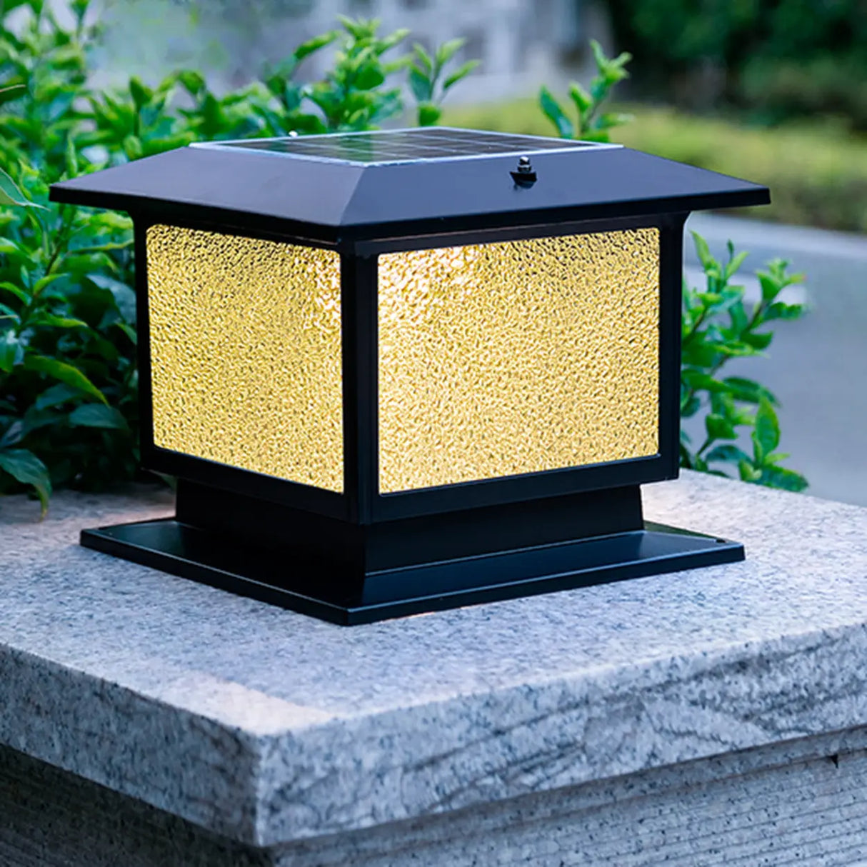 Classic Simple Square Glass Solar Outdoor Table Lamp Image - 2