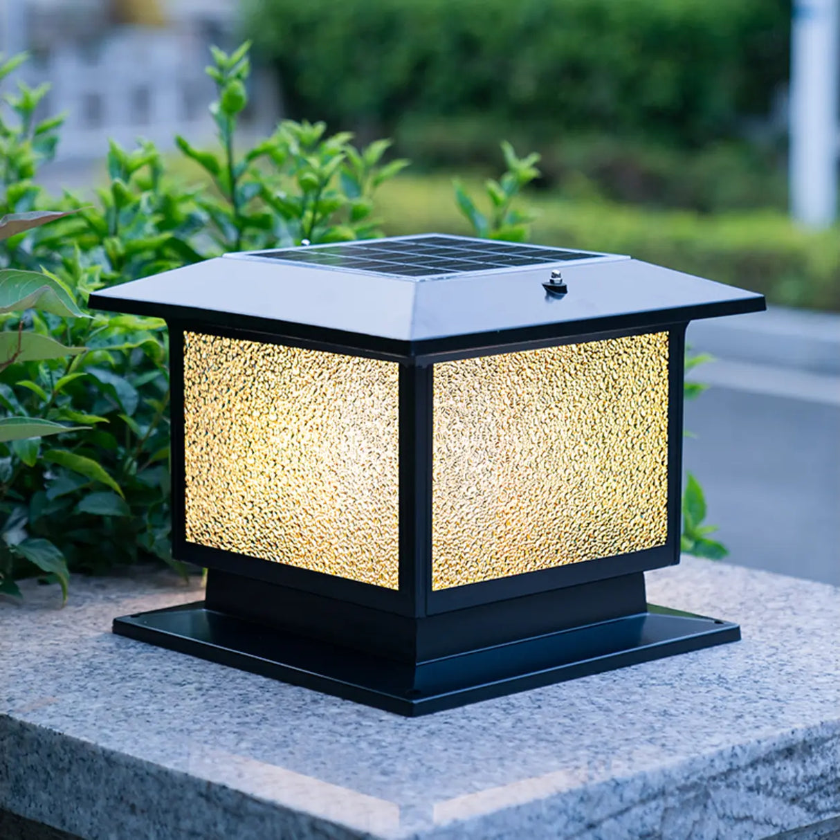 Classic Simple Square Glass Solar Outdoor Table Lamp Image - 3