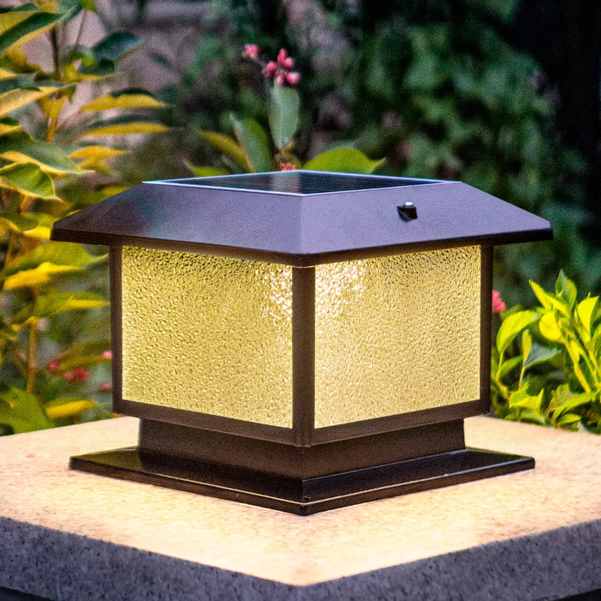 Classic Simple Square Glass Solar Outdoor Table Lamp Image - 4