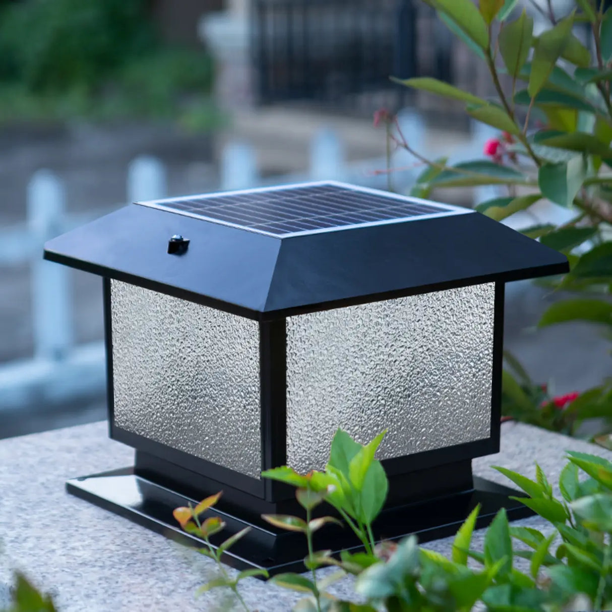 Classic Simple Square Glass Solar Outdoor Table Lamp Image - 5