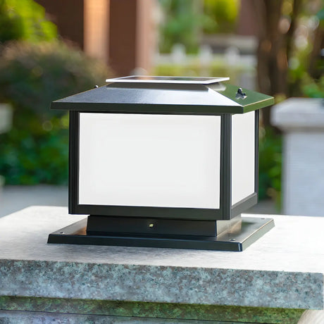 Classic Simple Square Metal Outdoor Black Solar Lamp Image - 1