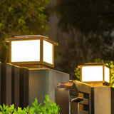 Classic Simple Square Metal Outdoor Black Solar Lamp Image - 10