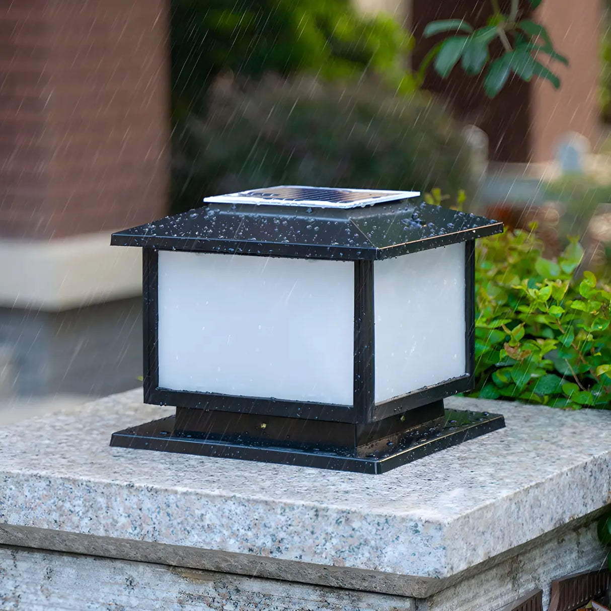 Classic Simple Square Metal Outdoor Black Solar Lamp Image - 11