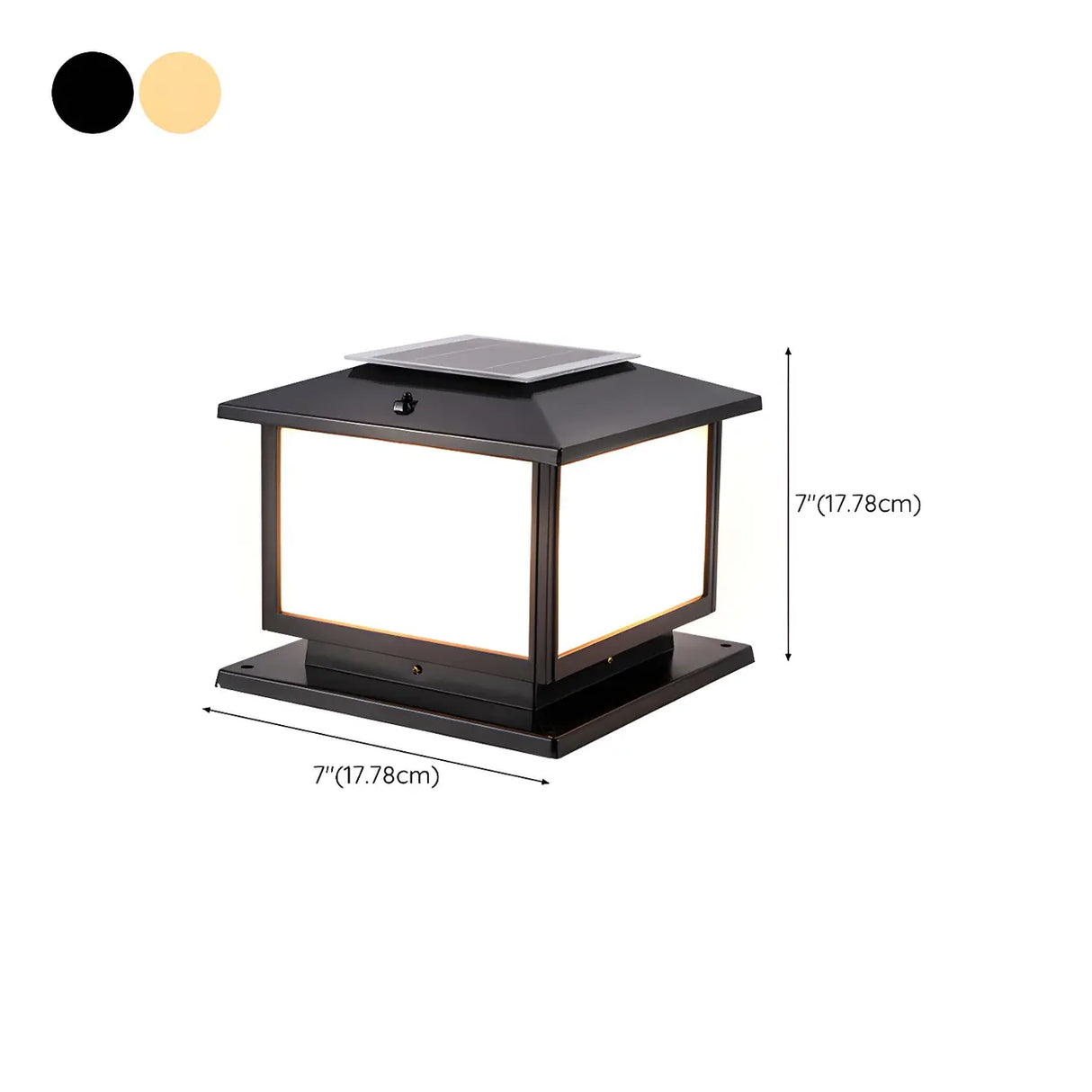 Classic Simple Square Metal Outdoor Black Solar Lamp 