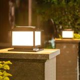 Classic Simple Square Metal Outdoor Black Solar Lamp Image - 5