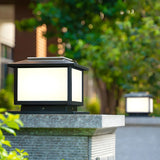 Classic Simple Square Metal Outdoor Black Solar Lamp Image - 6