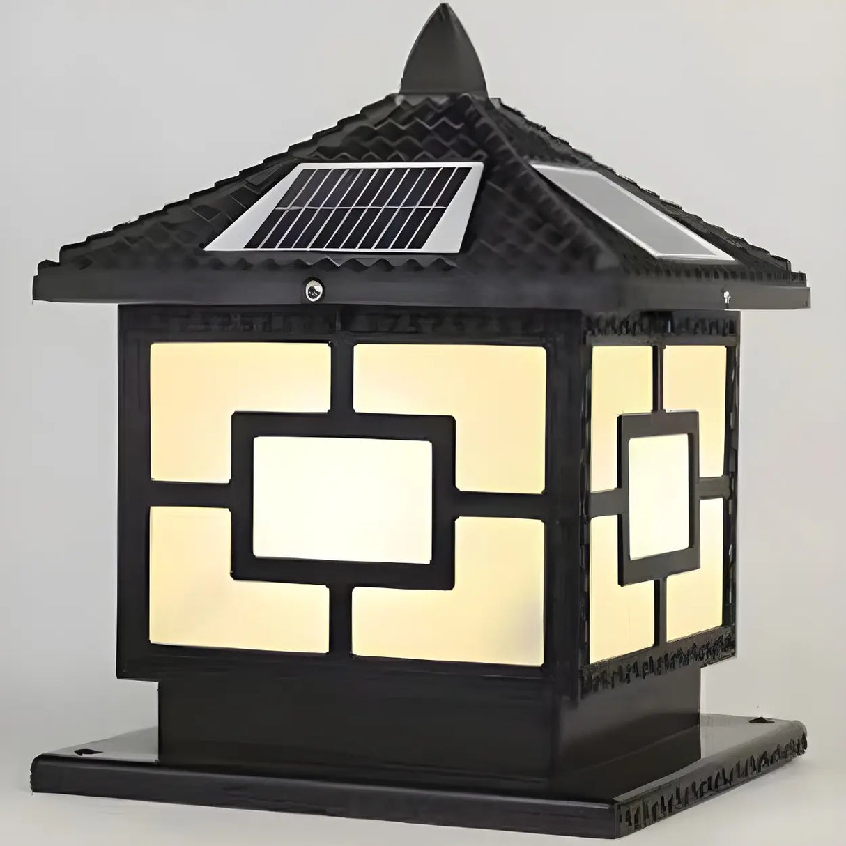 Classic Simple Square Metal Solar Outdoor Lantern Lamp Image - 14