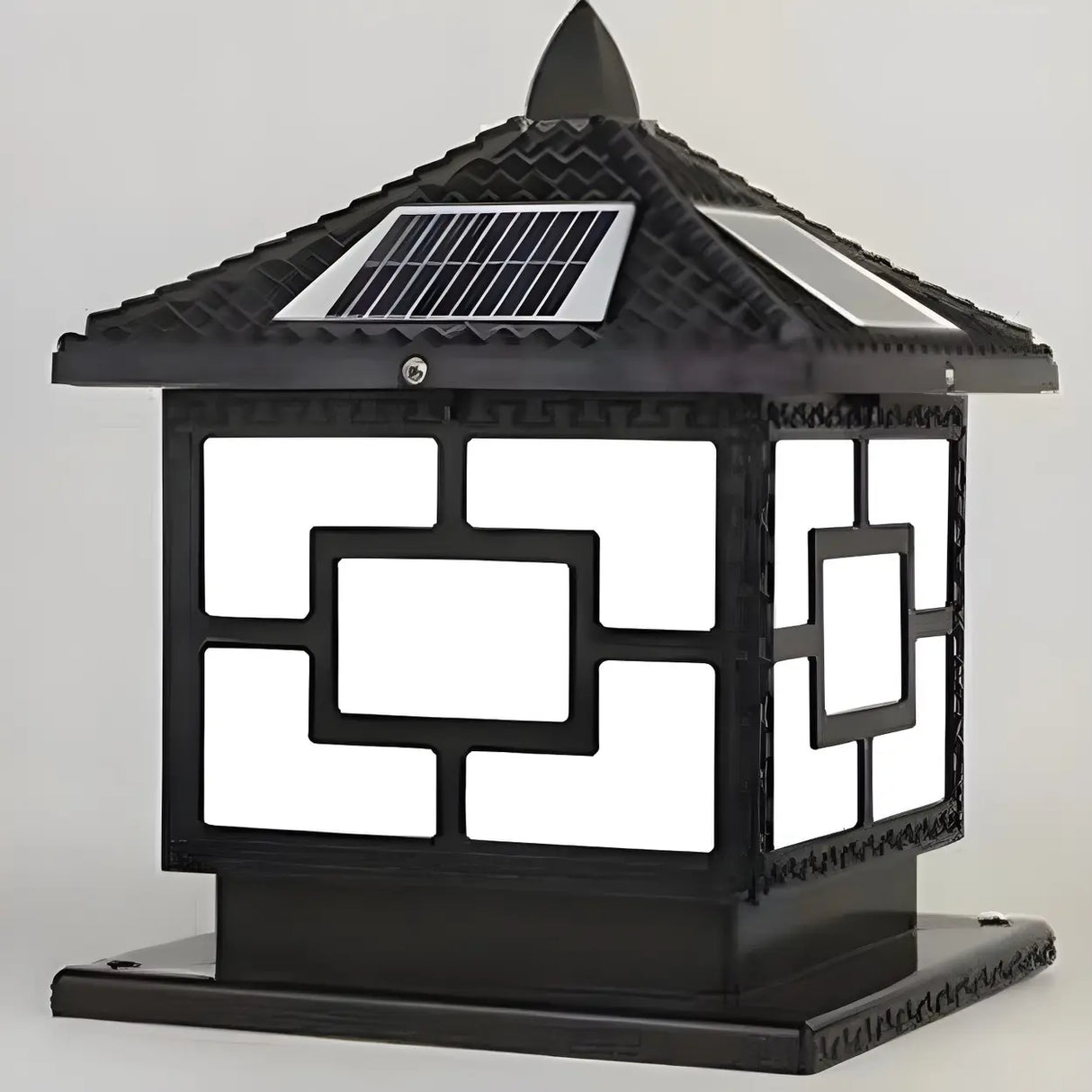 Classic Simple Square Metal Solar Outdoor Lantern Lamp Image - 15