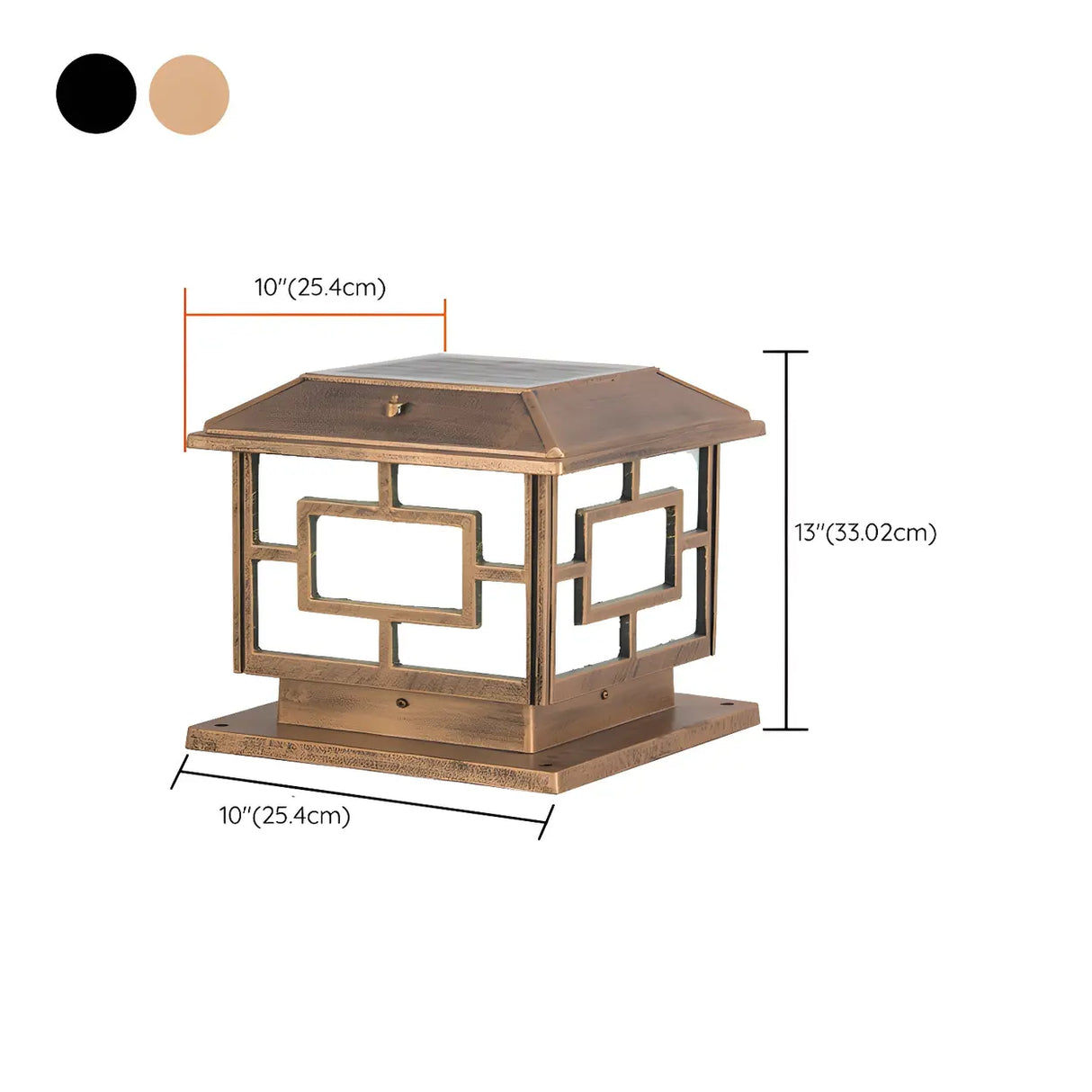 Classic Simple Square Metal Solar Outdoor Lantern Lamp 