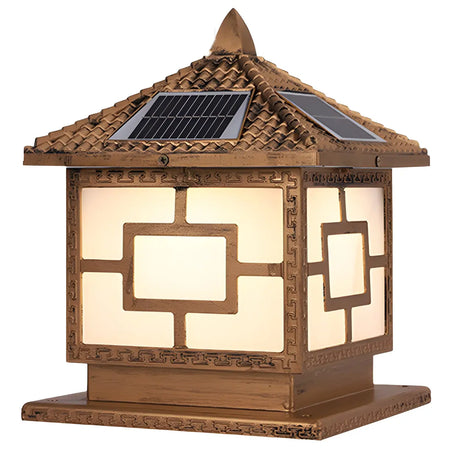 Classic Simple Square Metal Solar Outdoor Lantern Lamp Image - 2