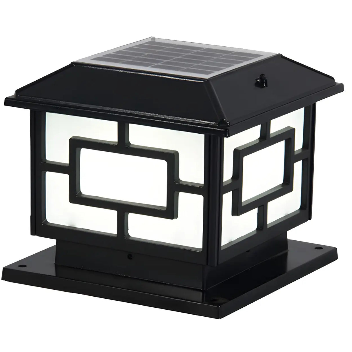 Classic Simple Square Metal Solar Outdoor Lantern Lamp Image - 3