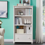 Classic Simple White Rectangular Wood Storage Bookcase Image - 15