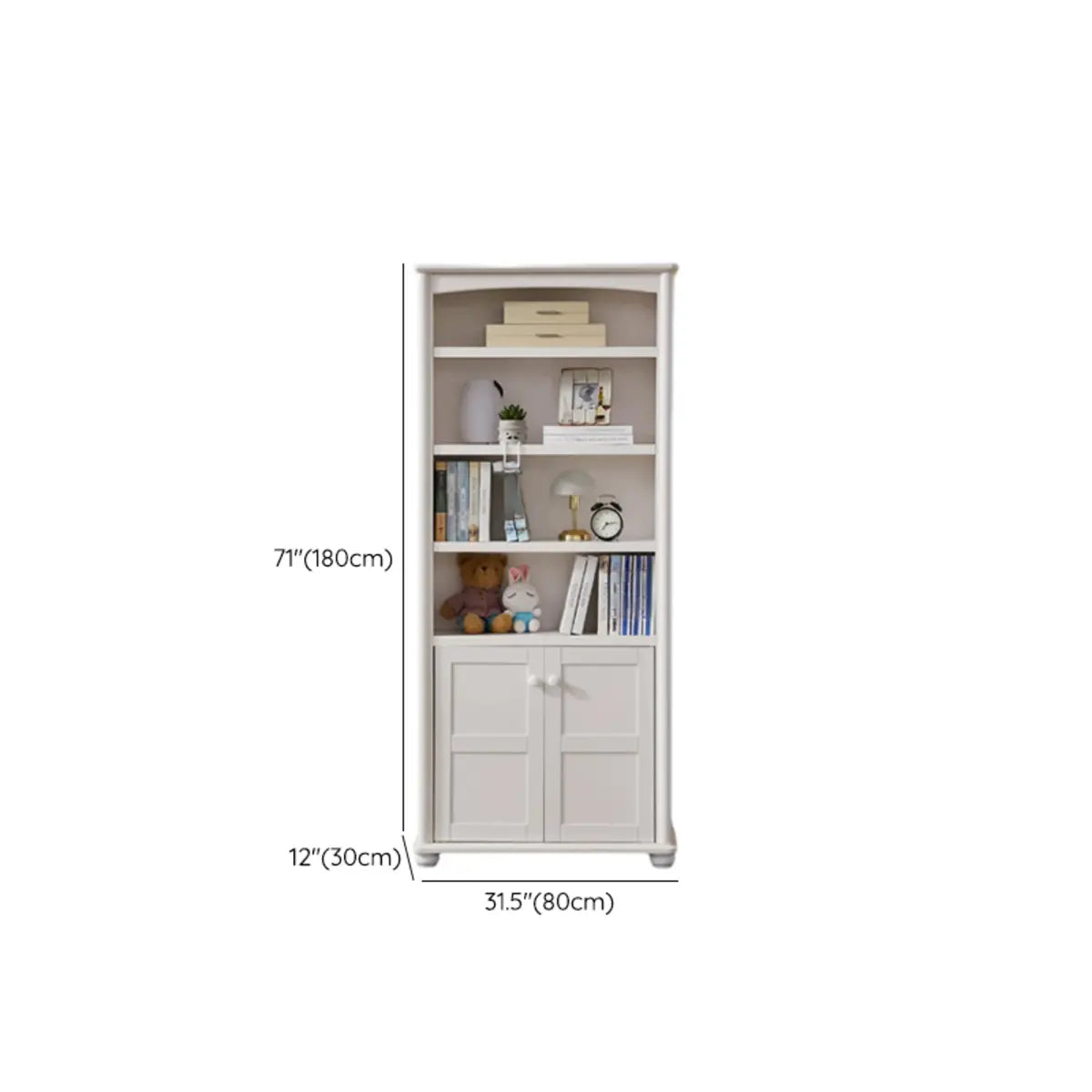 Classic Simple White Rectangular Wood Storage Bookcase 