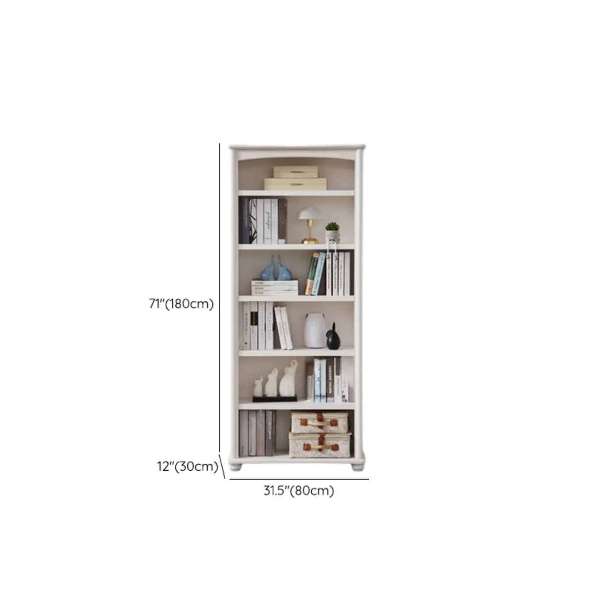 Classic Simple White Rectangular Wood Storage Bookcase Image - 22