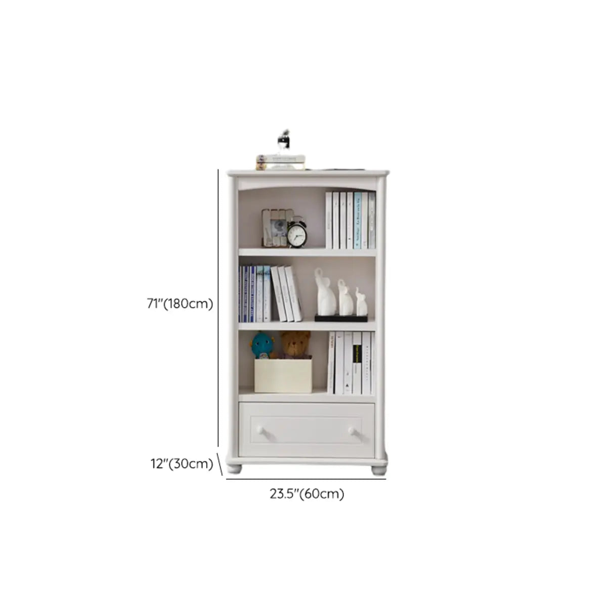 Classic Simple White Rectangular Wood Storage Bookcase Image - 23