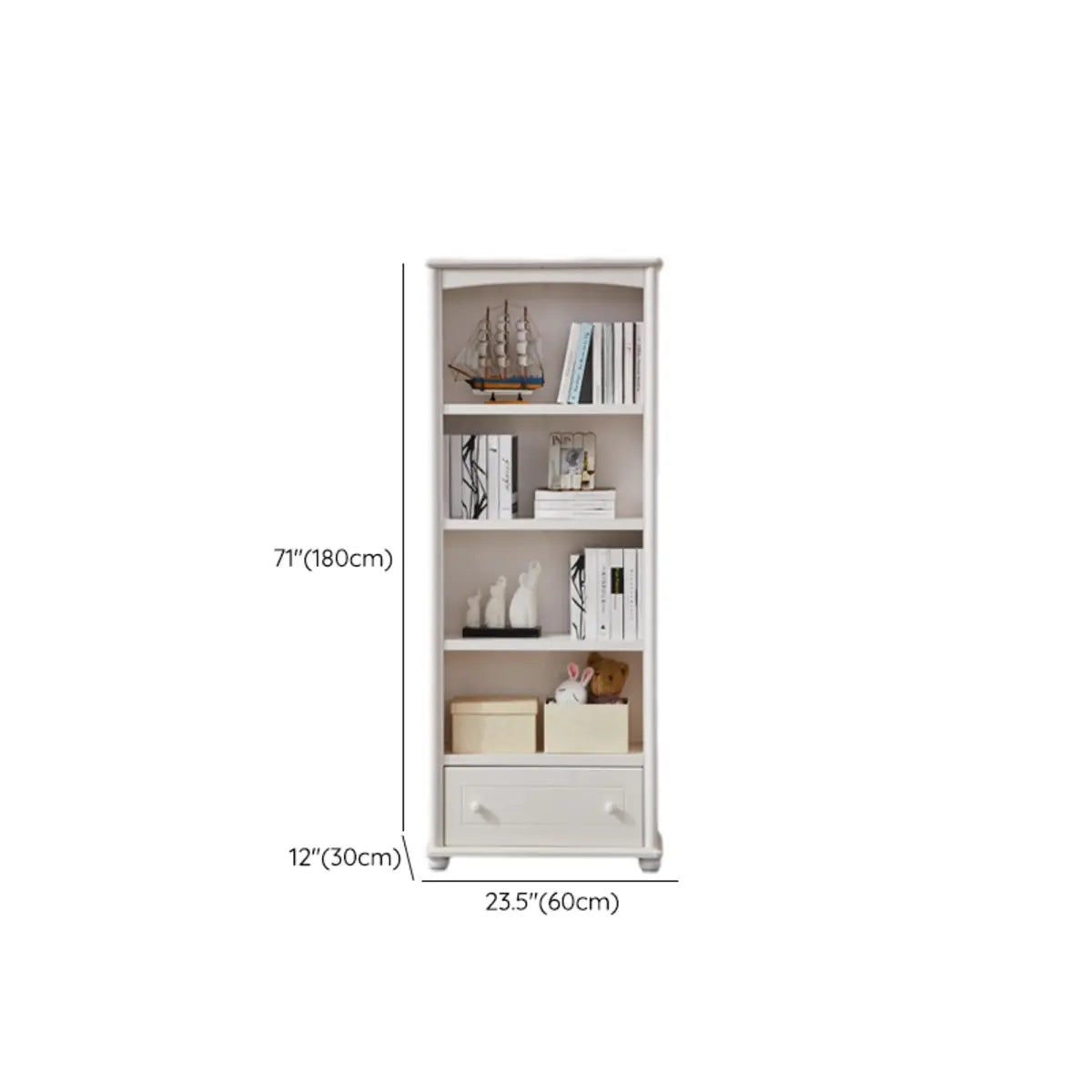 Classic Simple White Rectangular Wood Storage Bookcase Image - 26