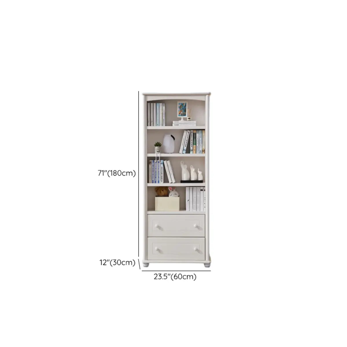 Classic Simple White Rectangular Wood Storage Bookcase Image - 27