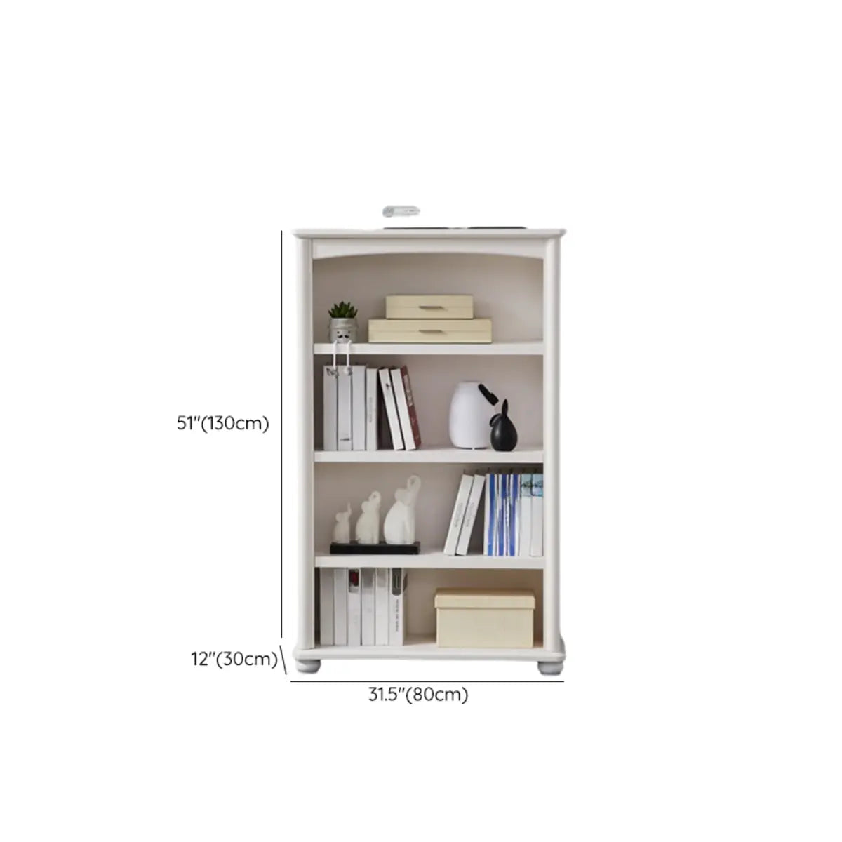 Classic Simple White Rectangular Wood Storage Bookcase Image - 30