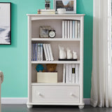 Classic Simple White Rectangular Wood Storage Bookcase Image - 5