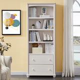 Classic Simple White Rectangular Wood Storage Bookcase Image - 6