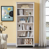 Classic Simple White Rectangular Wood Storage Bookcase Image - 7