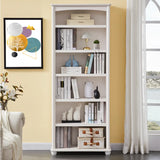 Classic Simple White Rectangular Wood Storage Bookcase Image - 9